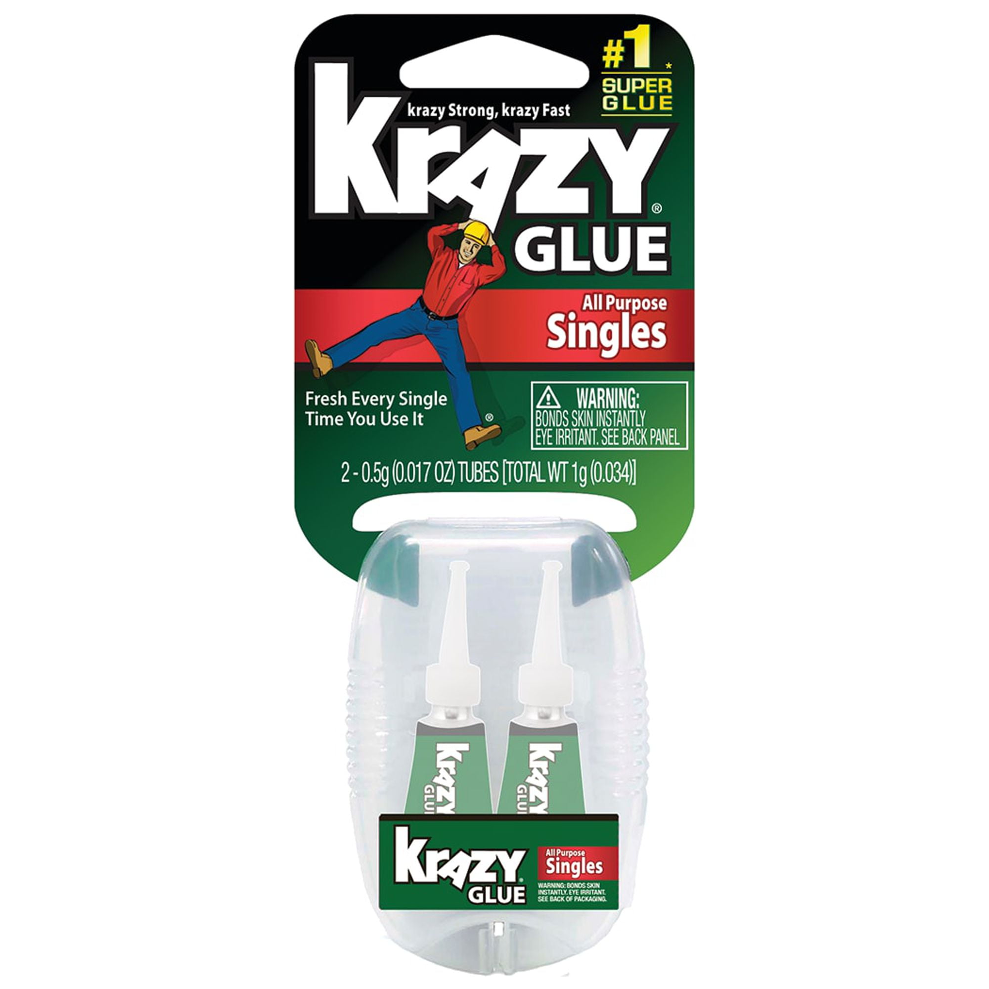 Krazy Glue Crazy Super Glue 4 Single-Use Tubes with storage case