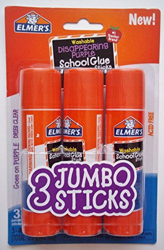 Elmer's Disappearing Purple School Jumbo Glue Stick, Washable, 40 Gram, 1  Count 