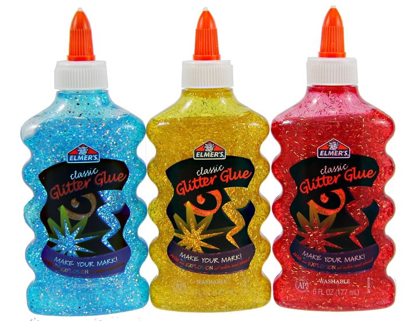 Elmer's Washable Glitter Glue, 6 oz Bottles, 3-Pack, Blu