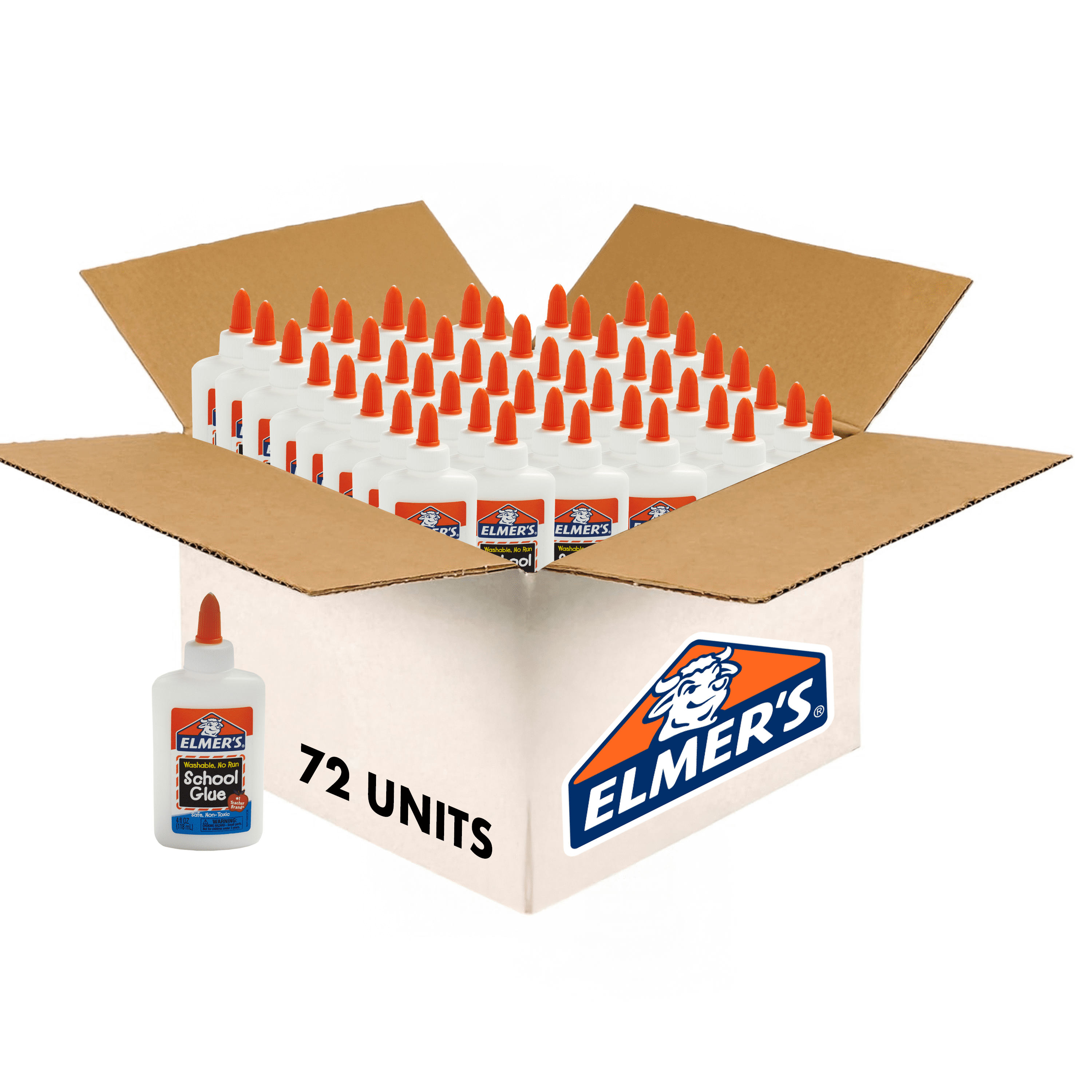 Elmer's Liquid School Glue, White, Washable, 4 oz, 72 Count