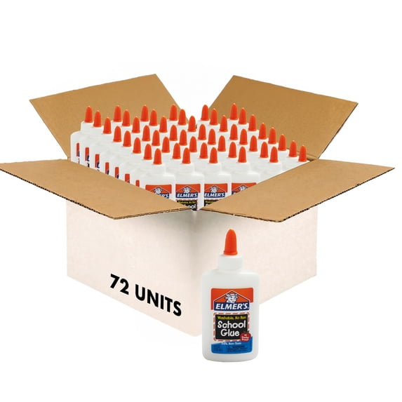 Elmer's Liquid School Glue, White, Washable, 4 oz, 72 Count
