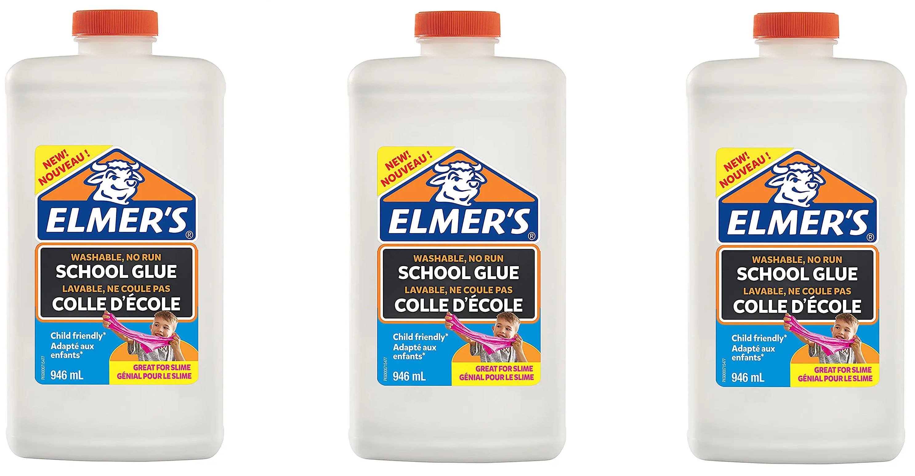Elmer's Liquid School Glue, White, Washable, 946 ml (3 Count) Great for  Making Slime