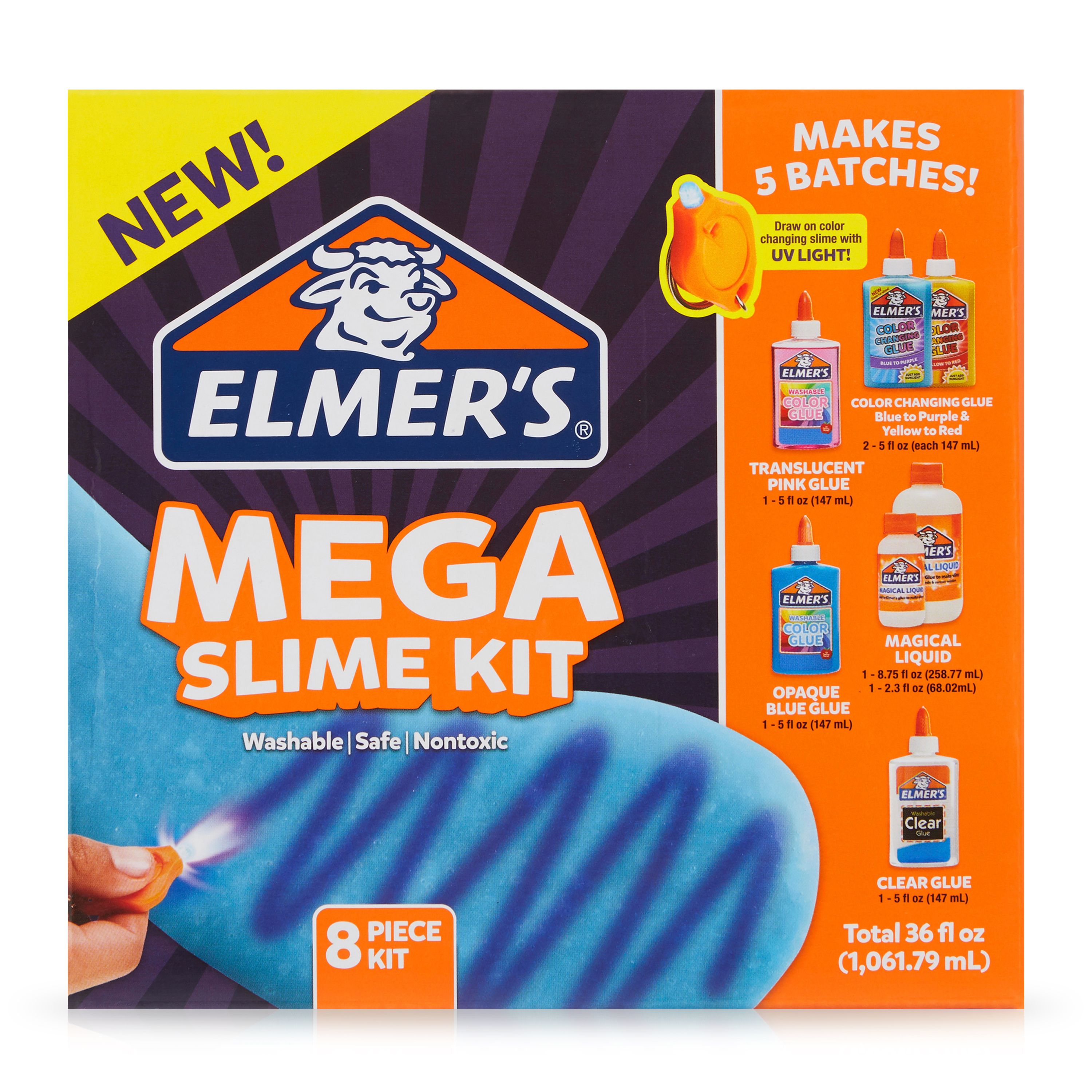 Elmer’s Mega Slime Kit: Supplies Include Color Changing, Translucent, Color & Clear Glue, UV Light, 8 Count - image 1 of 7