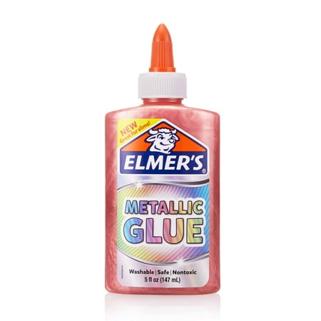 Elmer's Metallic Liquid Glue, Great for Making Slime, Washable, Pink, 5 Ounces