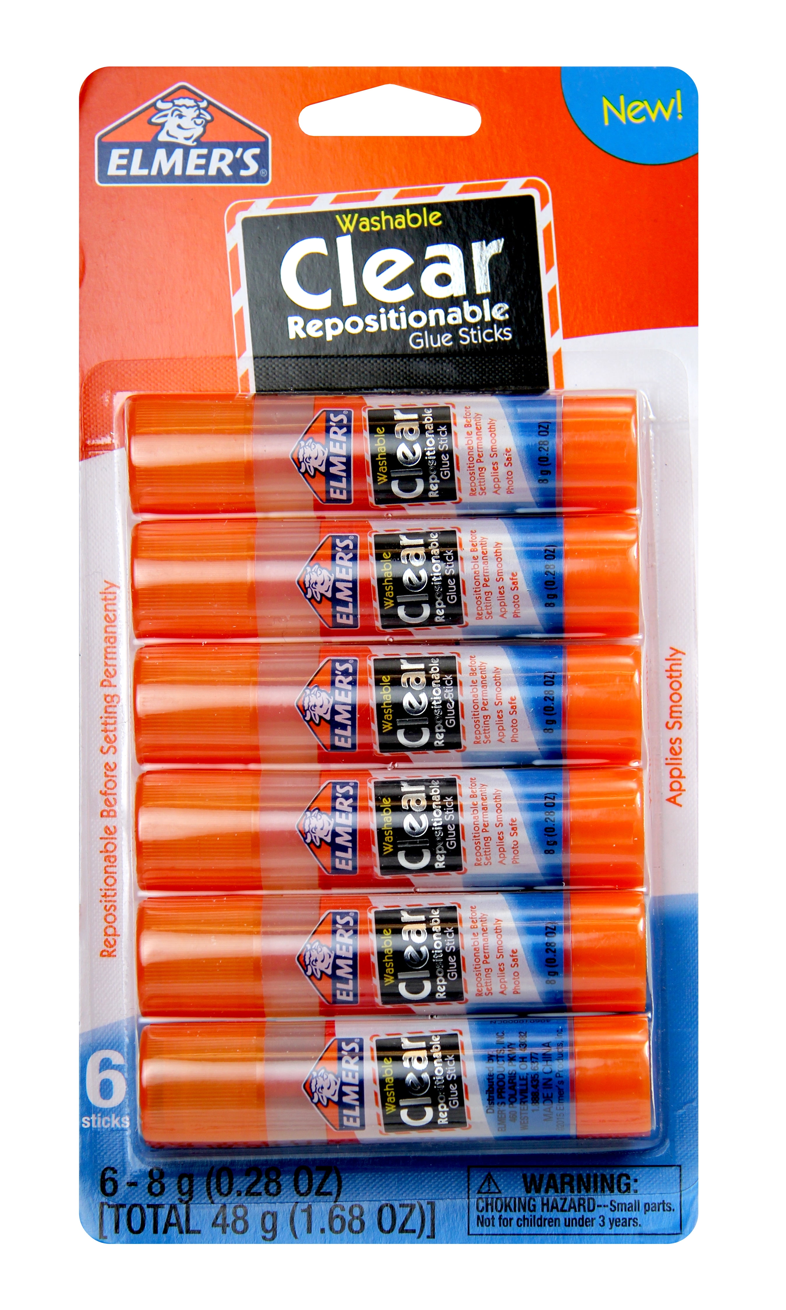 Elmer's Non Toxic Clear Glue Sticks, 6 Count
