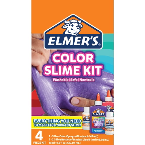 Elmer's Color Slime Kit, Washable Color Glue, Assorted Colors, with Glue Slime Activator, 4 Count