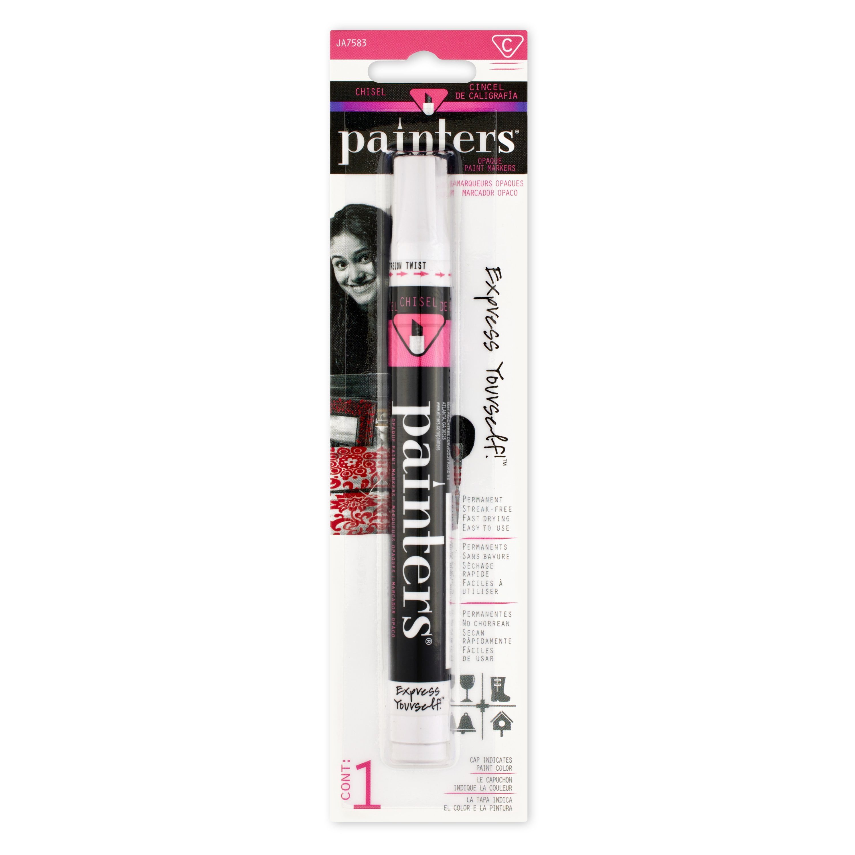 Elmer's Painters Opaque Paint Marker, Chisel Tip, White, 1 Count