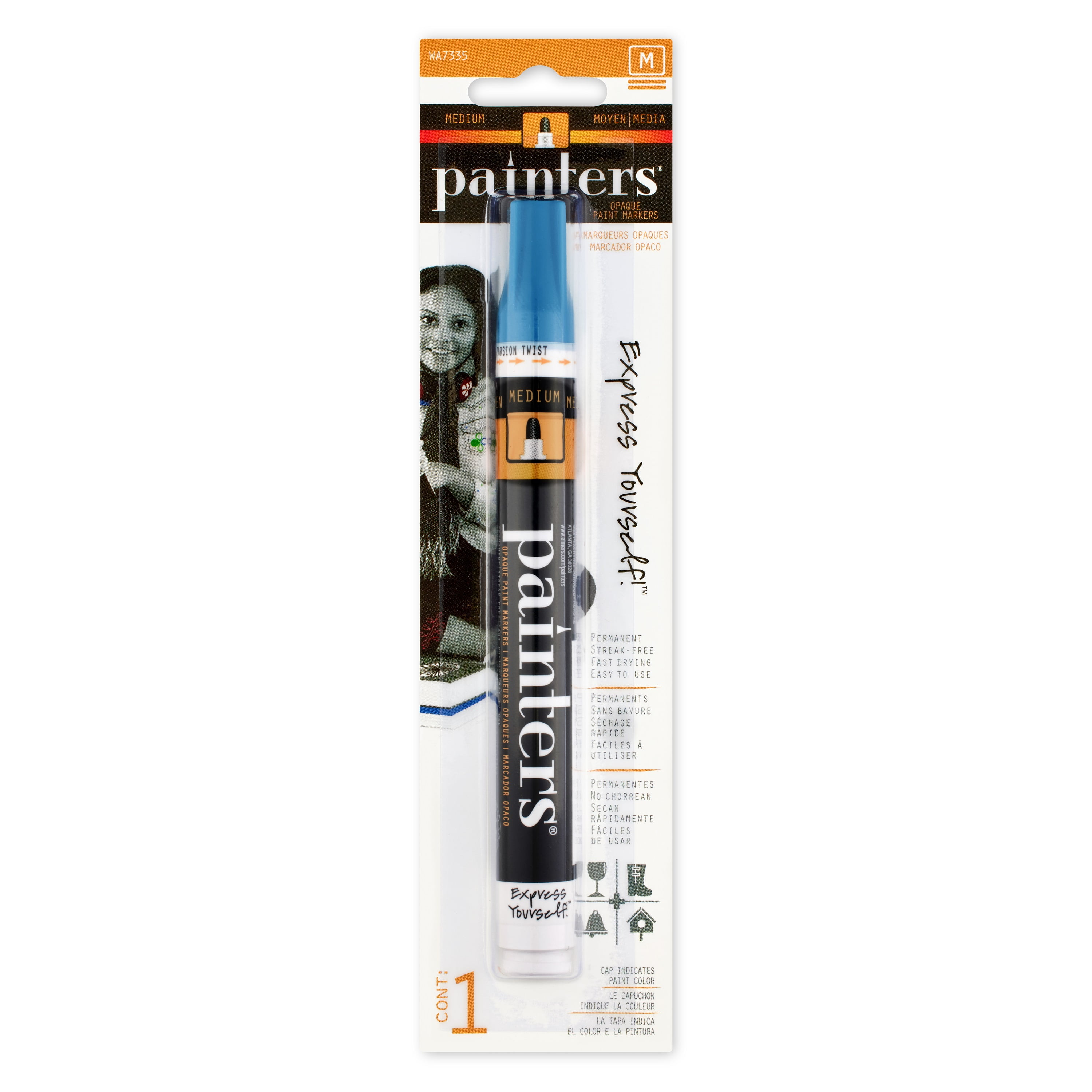Elmer's Painters Opaque Paint Marker, Medium Point, Blue, 1 Count