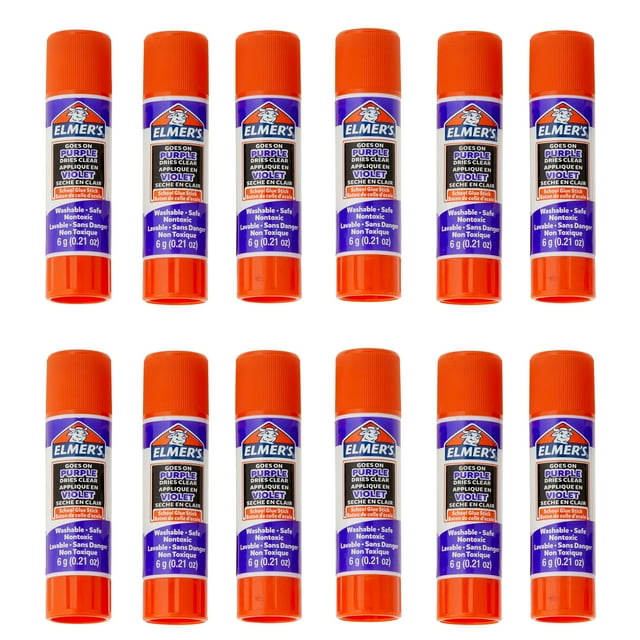 Elmer's Purple School Glue Sticks, Washable, NonToxic, Dries Clear