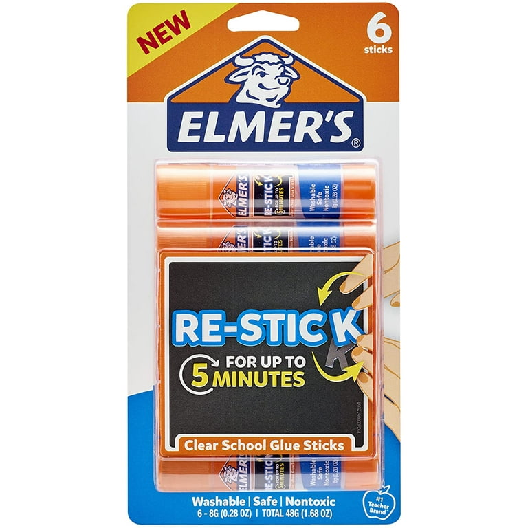 Elmer's Re-Stick School Glue Sticks, 0.28-Ounces, 6 Count 