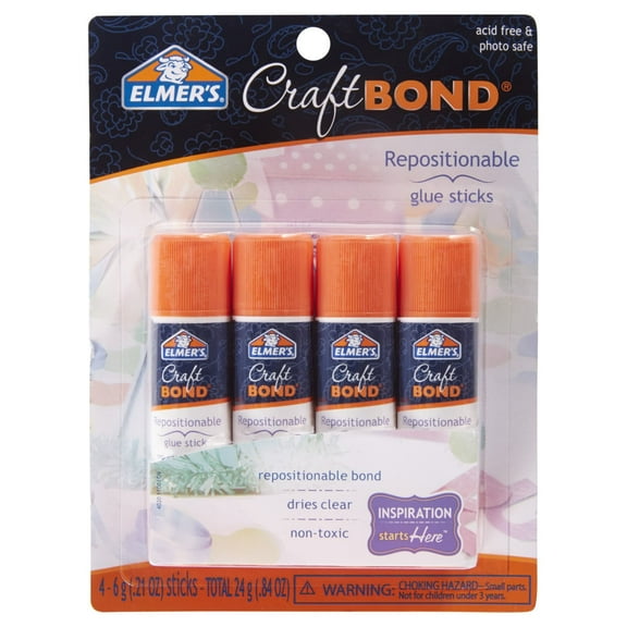 Elmer’s CraftBond Repositionable Glue Sticks, 0.21-Ounces, 4 Count
