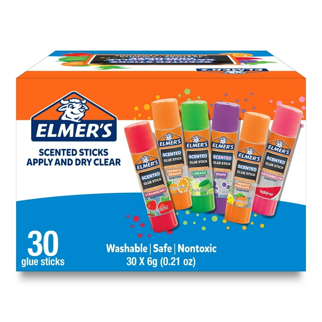 Elmer’s Washable Scented Glue Sticks, Safe, Nontoxic, Perfect for Kids & Kindergarten, 30 Count