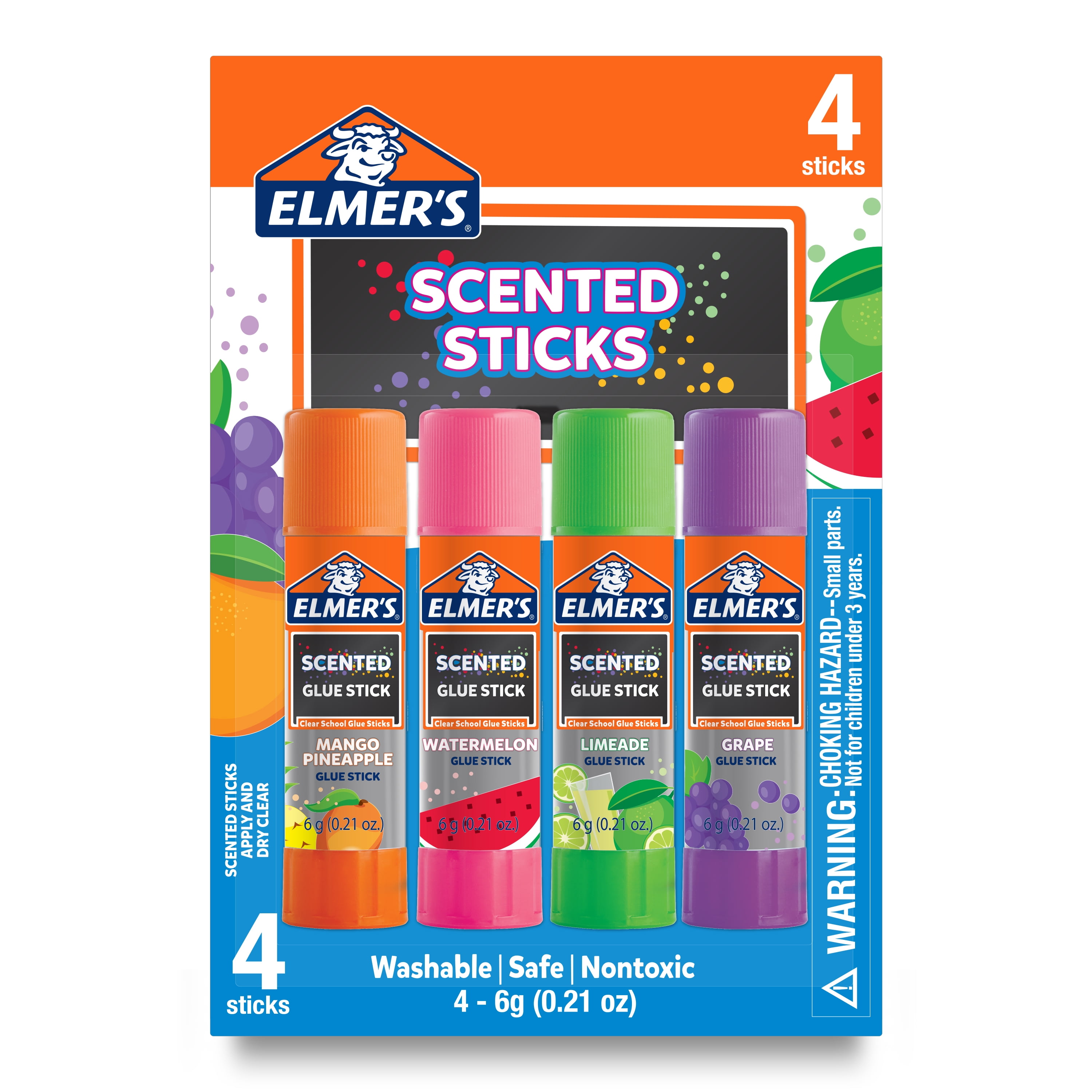 Elmer’s Scented Glue Sticks, School Glue, Clear Color, 6 Grams Each, 4 Count, 5 min Dry Time
