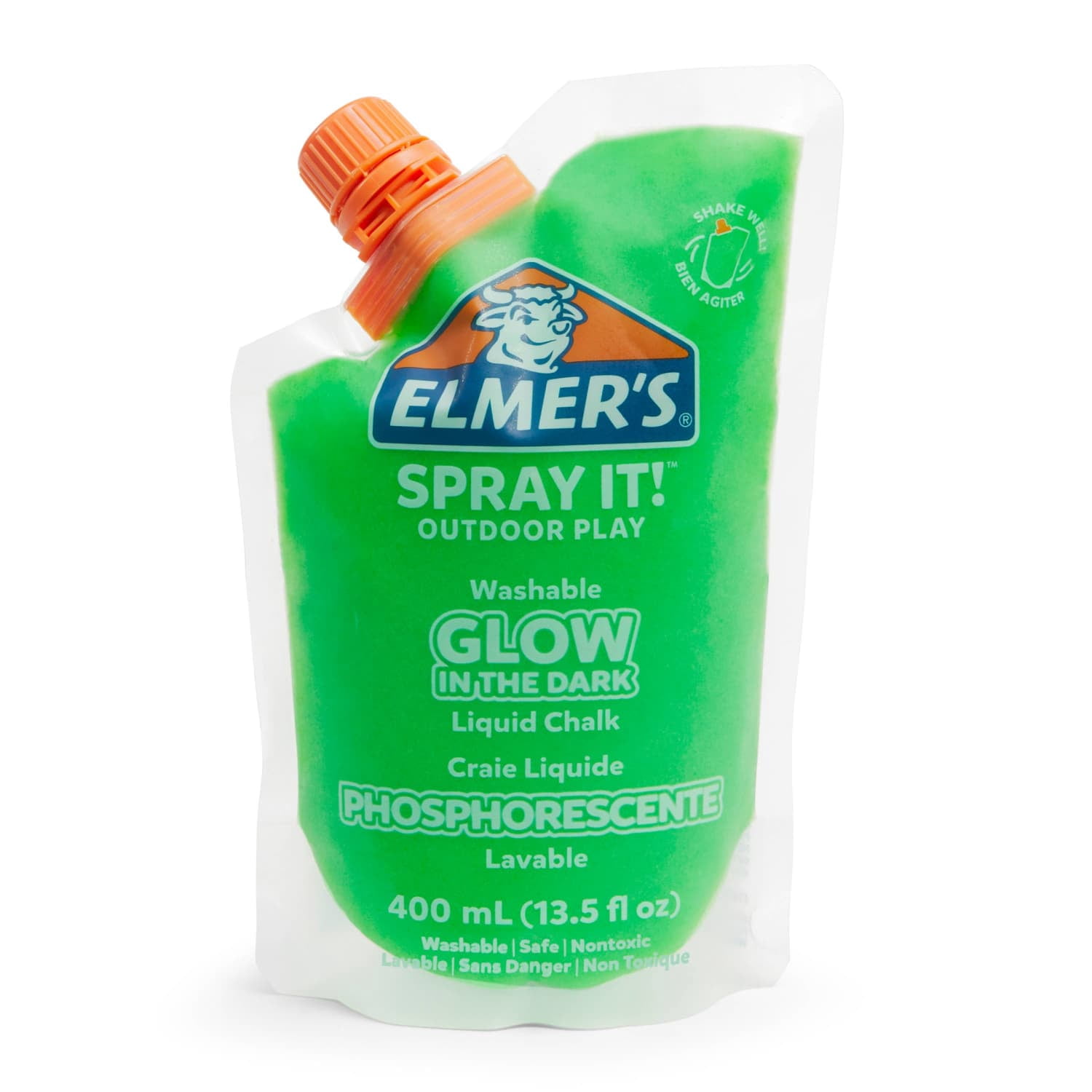 Elmer's Spray It! Outdoor Play Washable Liquid Chalk Refill Pouch, Glow in the Dark, Green, 1 Count
