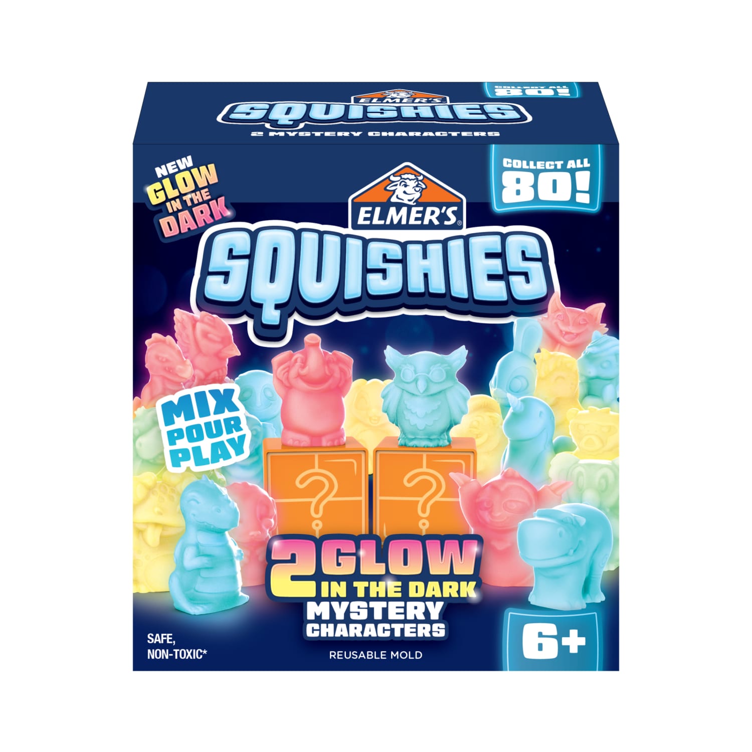 Elmer’s DIY Squishy Toy Kit with Glow in the Dark Mystery Characters, 2 Count