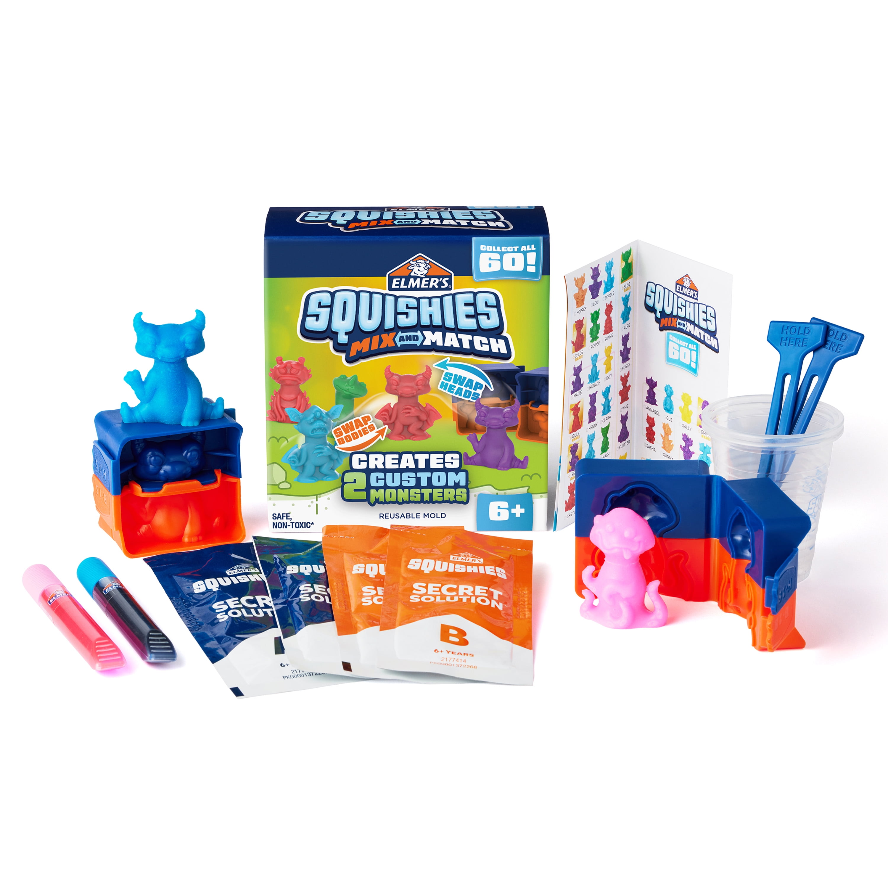 Elmer’s Squishies Mix and Match, DIY Squishy Toys, Kids Crafts, 12 Piece Kit