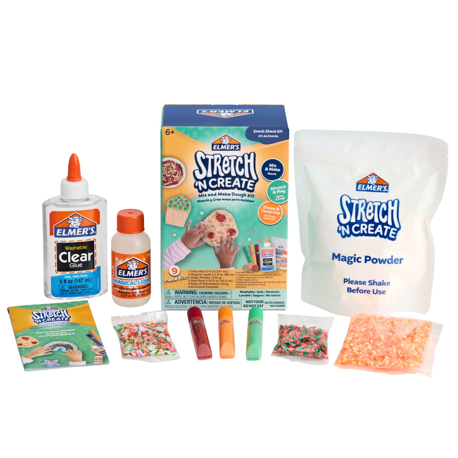 スムーズスキン☆スプリングキット Elmer's Stretch 'N Create Dough Kit, 3 Ways to Play, Snack Shack