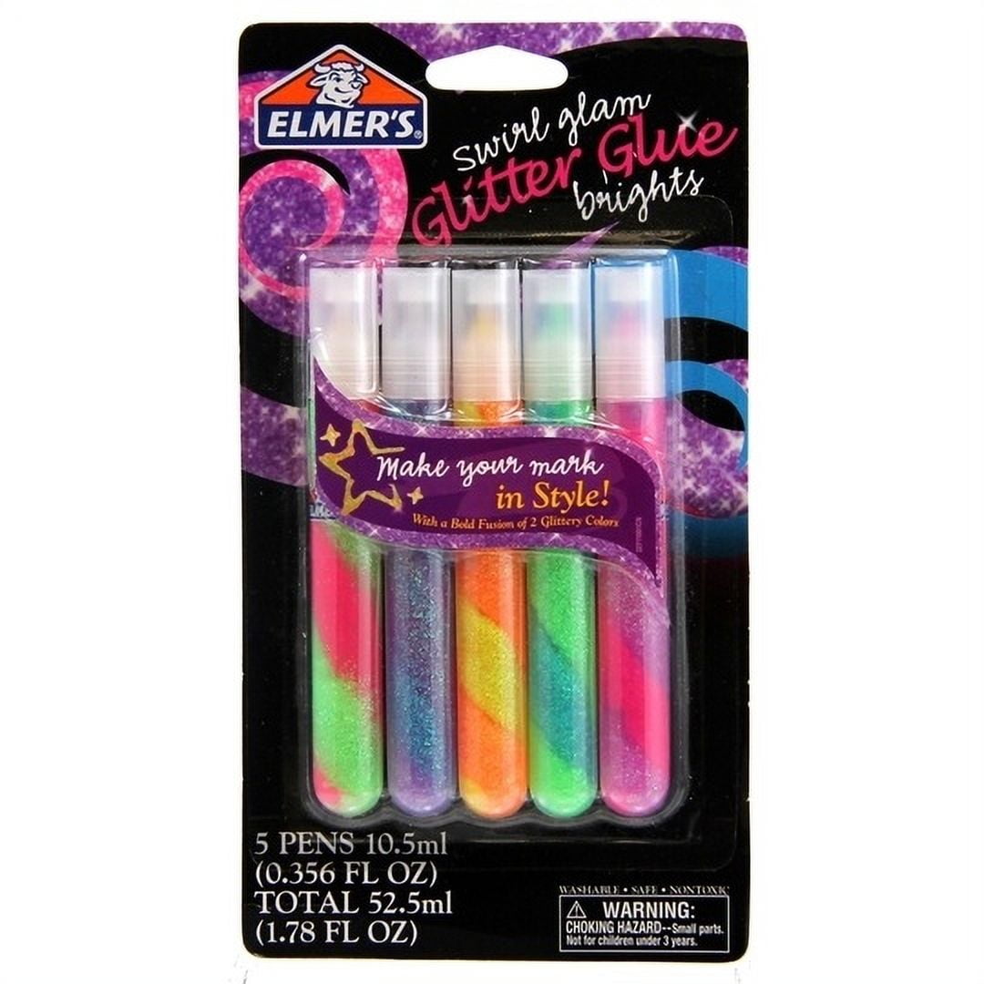 Elmer's Swirl Glam Glitter Glue Pen, Bright Assorted Color, 5 Pack