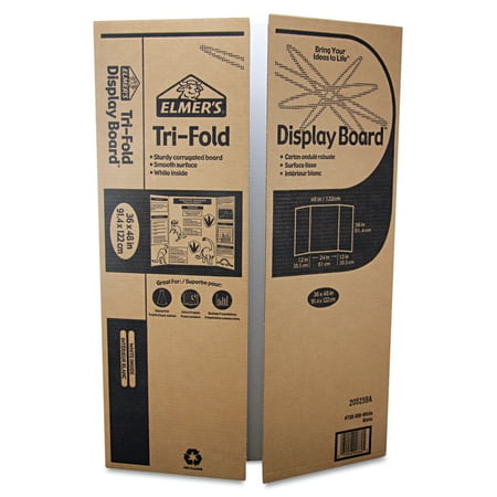 Elmer's Tri-Fold Corrugated Project Display Board, 4' x 3', White, 1 Count