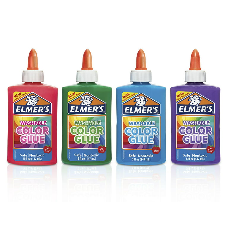 Elmer's Washable Color Glue, Great For Making Slime, Assorted Colors, 5  Ounces Each, 4 Count