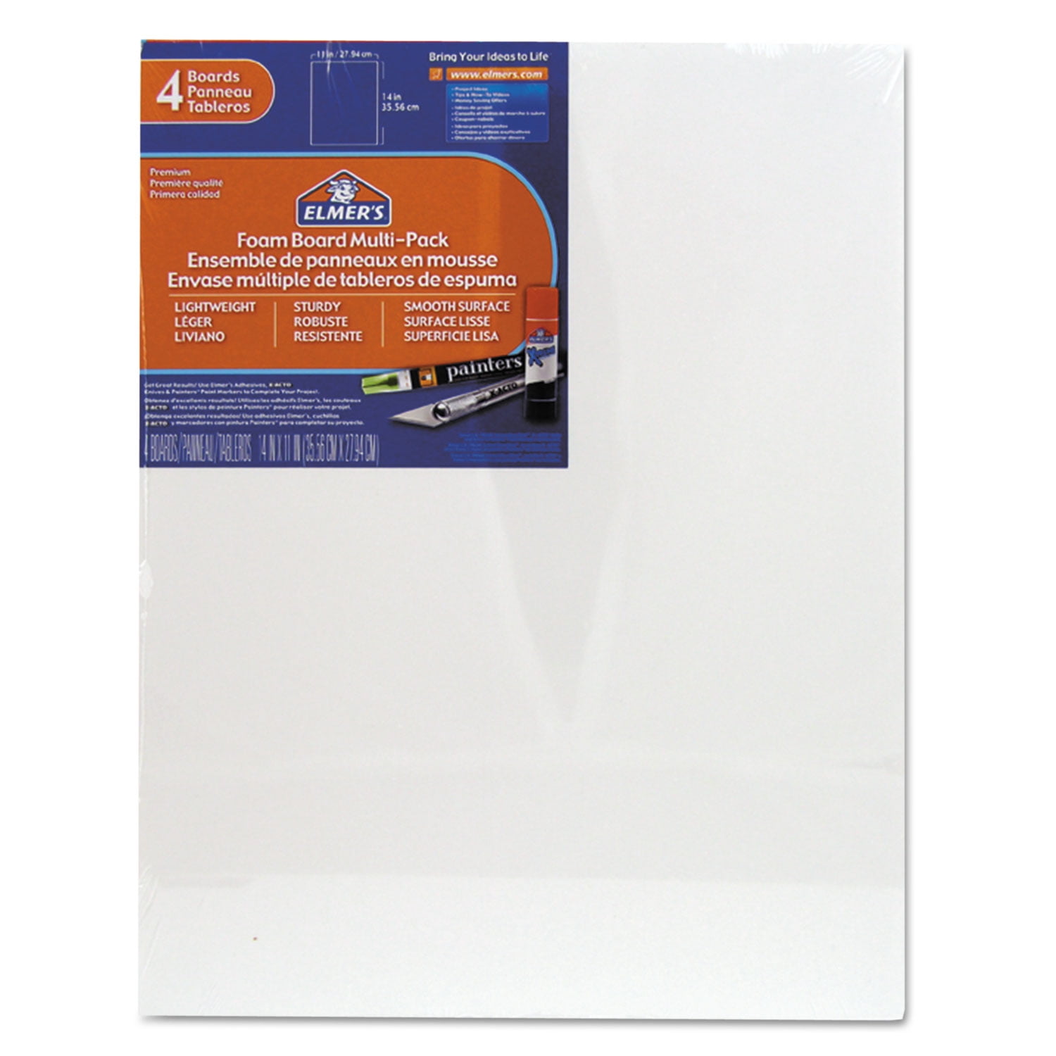 Elmer's White PreCut Foam Board MultiPacks 11 x 14 4/PK 950021