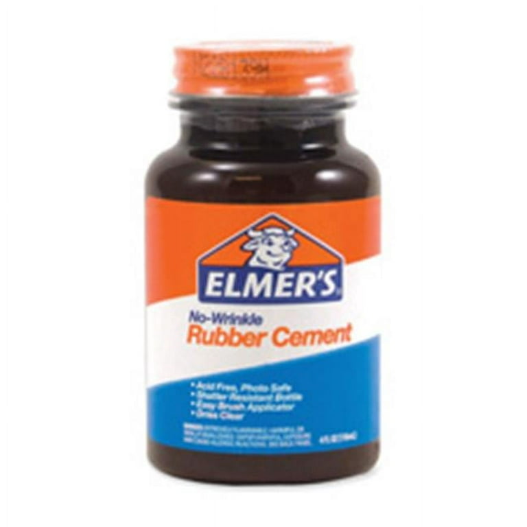 Elmerft.s Products Inc Epie904 Rubber Cement- Plastic Bottle W- Brush- 4 oz.