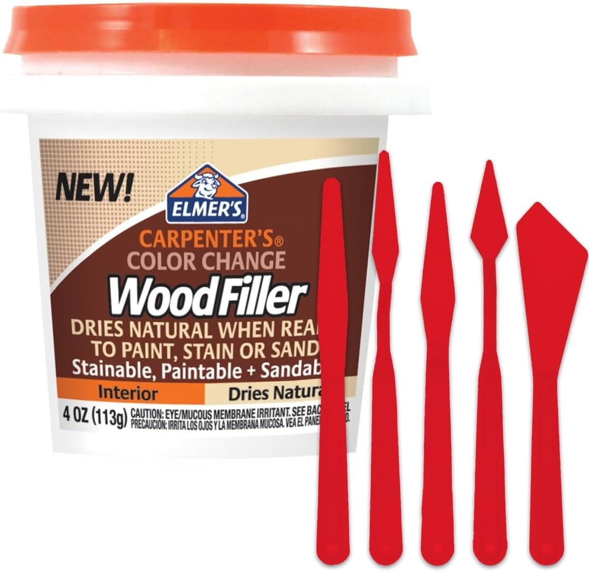 Elmers Carpenter's Color Change Wood Filler Paintable Wood Putty for