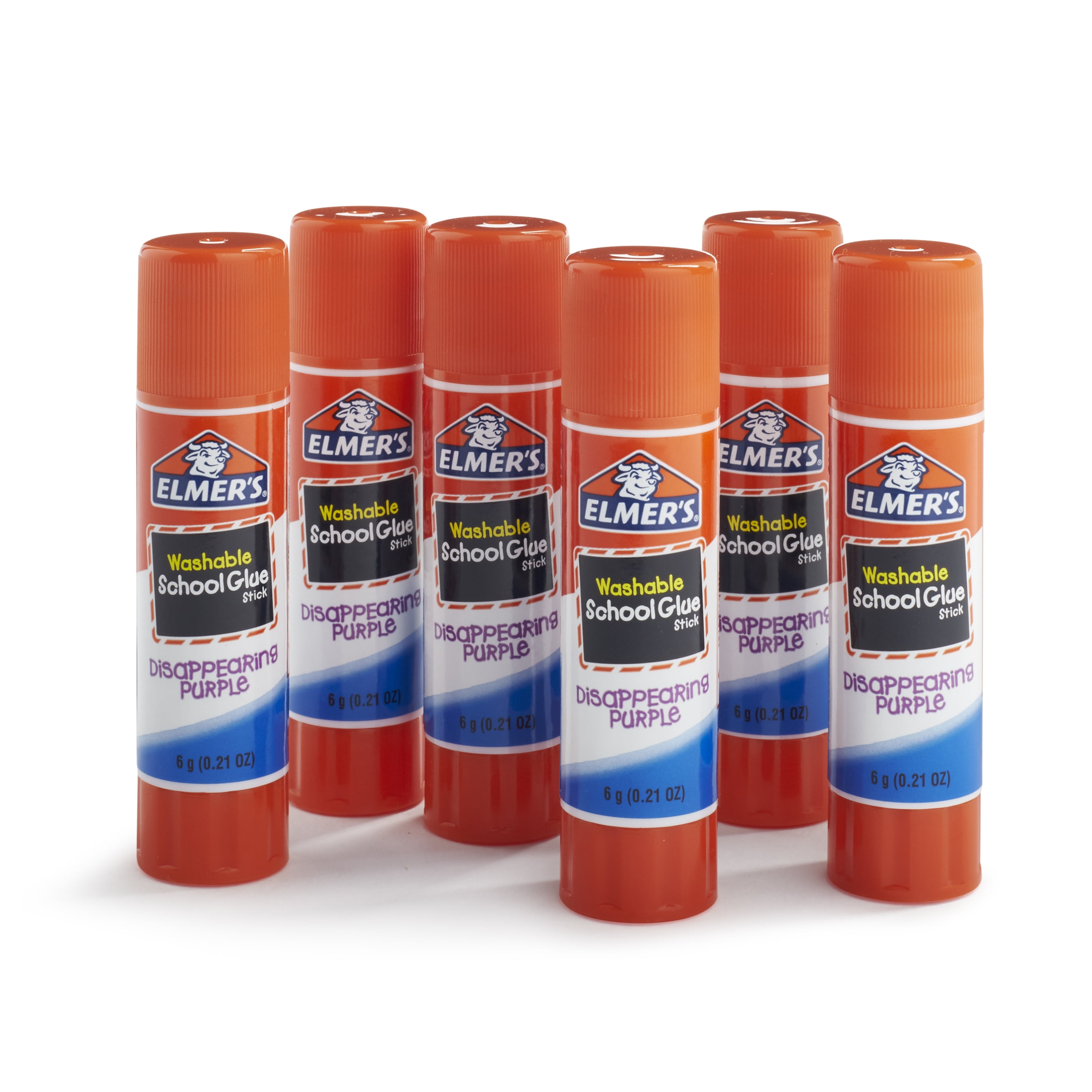 Elmers School Glue Sticks, Washable, Disappearing Purple - 6 pack, 6 g sticks