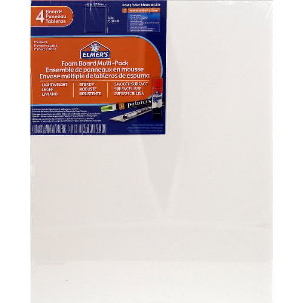 Elmers/X-Acto 950021 Foamboard, 11-Inch x 14-Inch x .1875-Inch, White,  4/Pack