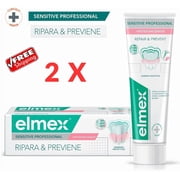 Elmex Sensitive Professional Repair + Preventive Gum Toothpaste 75ml Pack of 2 Made in Italy