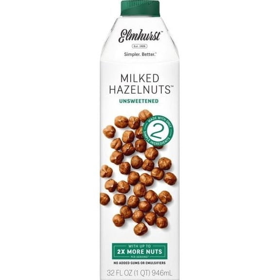 Elmhurst Hazelnut Milk, Unsweetened, 32 oz - Case of 6
