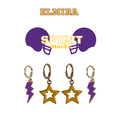 thumbnail image 1 of Elmira College Spirit Stack purple mini enamel bolts and golden yellow statement open starboys, 1 of 4