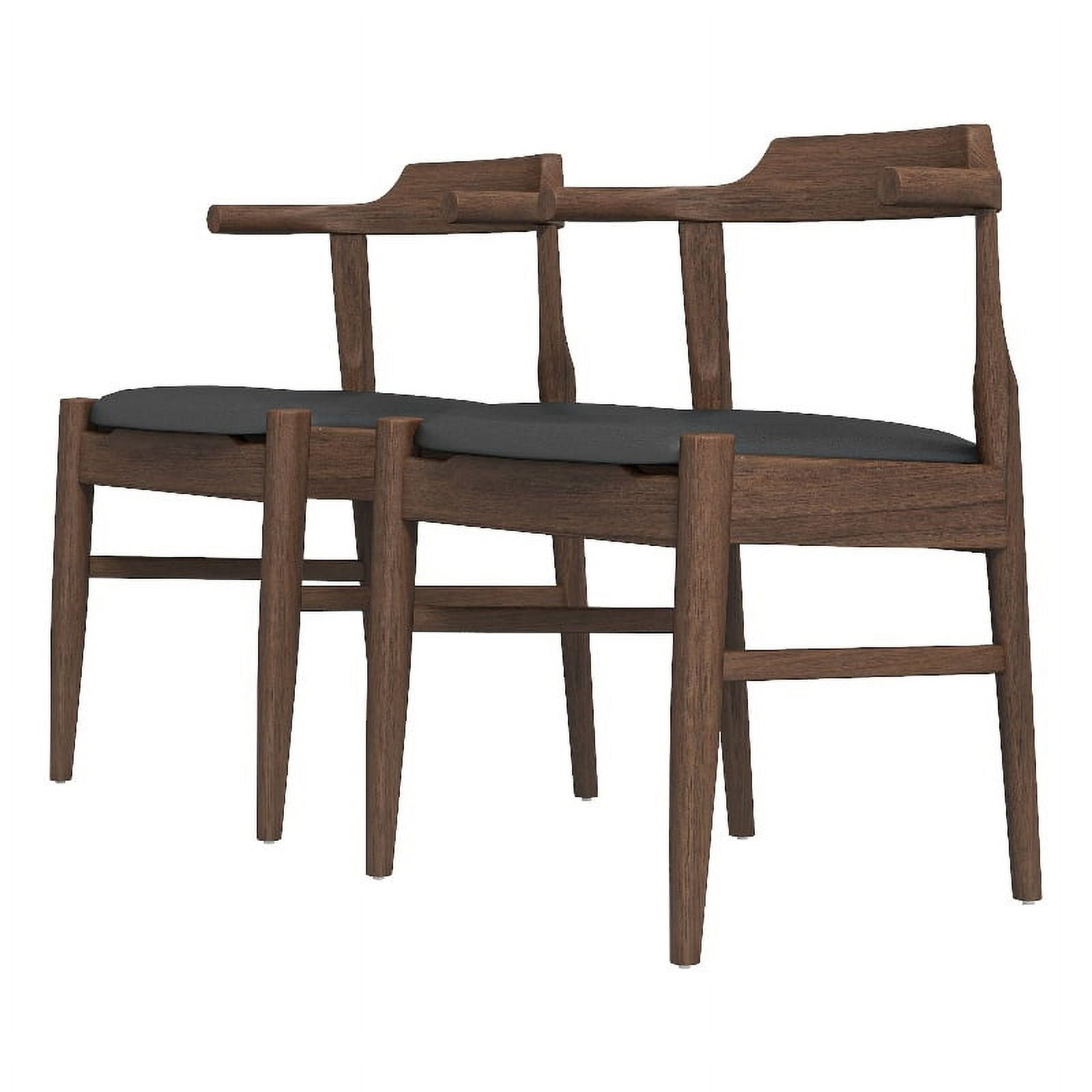Buford Mid-Century Modern Black Faux Leather Dining Chairs (Set of 2)