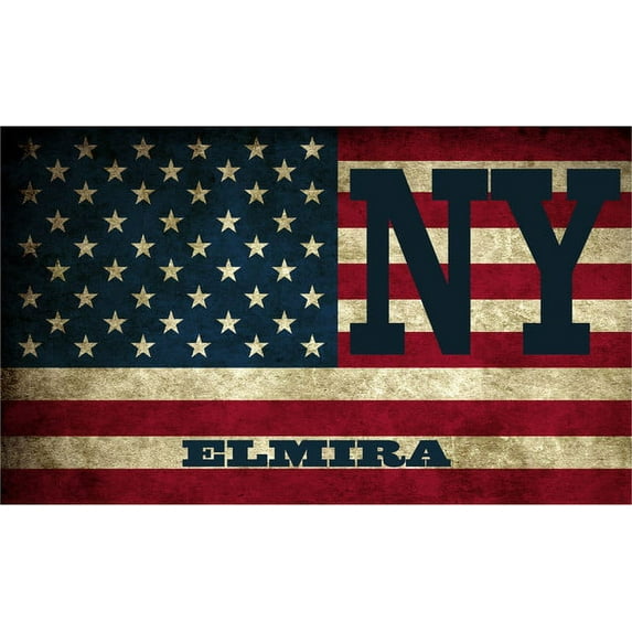 Elmira NY New York Chemung County Vintage US Flag Decal Bumper Sticker 3M Vinyl 3" x 5"