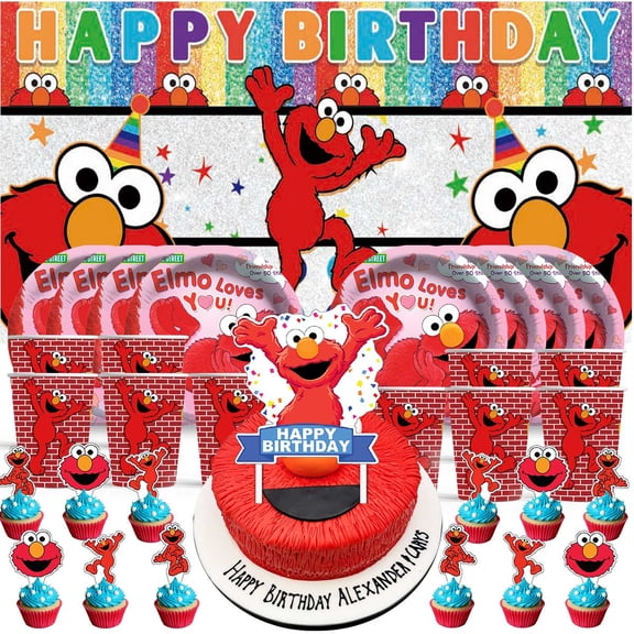 Elmo Birthday Cups Party Supplies Decor Backdrop Plates Fans Decorations Banner