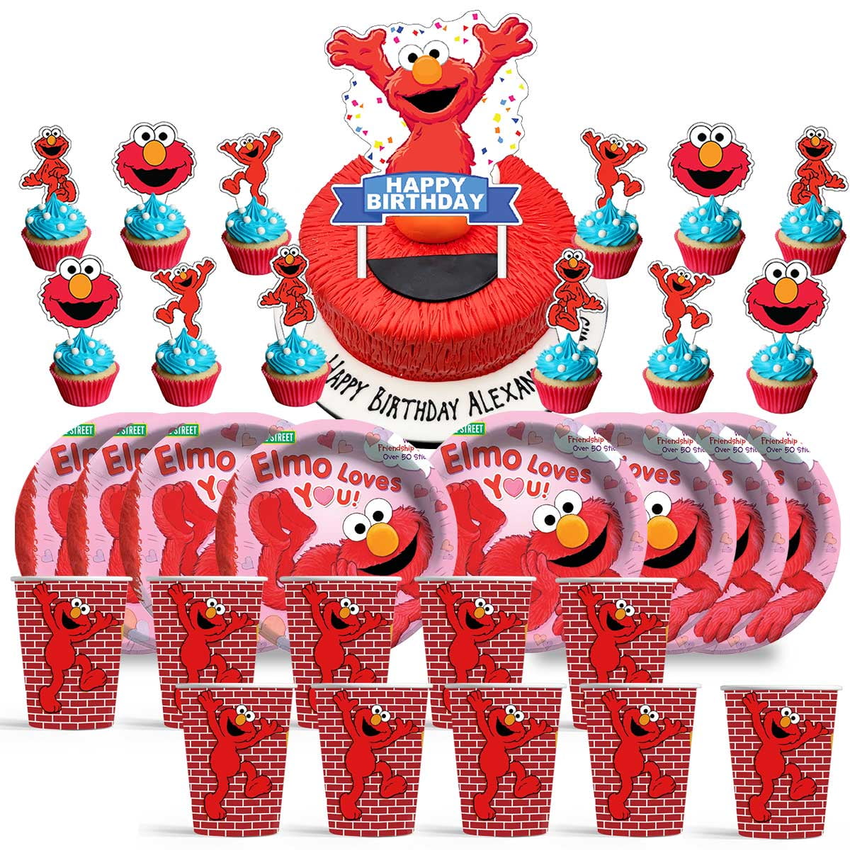 Elmo Birthday Cups Party Supplies Plates Decorations Cake Topper Decor