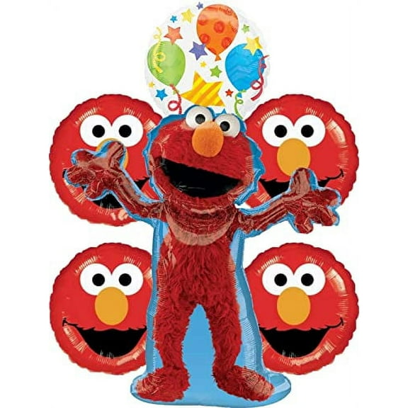 Elmo Birthday Party Supplies 6pc Balloon Bouquet Decorations
