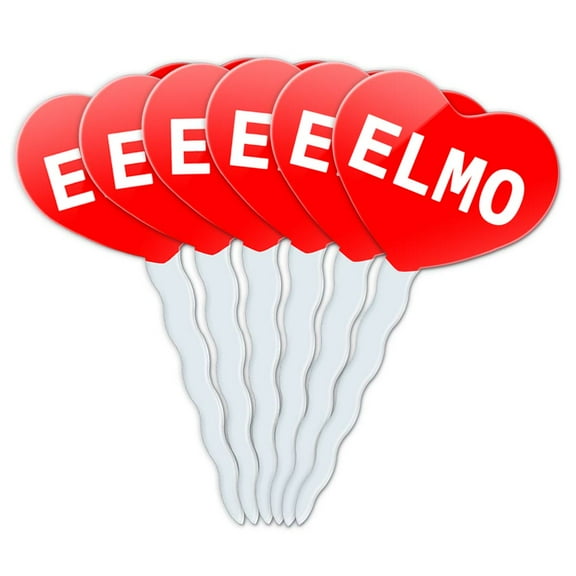 Elmo Heart Love Cupcake Picks Toppers - Set of 6