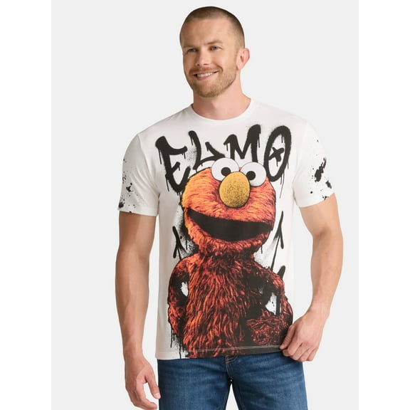 Elmo Men's and Big Men's Tagged Graphic Tee, Sizes S-3XL