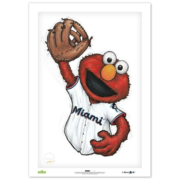 Elmo Miami Marlins 14" x 20" Sesame Street Fine Art Print - Limited Edition