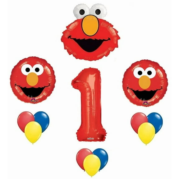 Elmo Sesame Street #1 1st First Birthday Party Supply Balloon Mylar and Latex Set