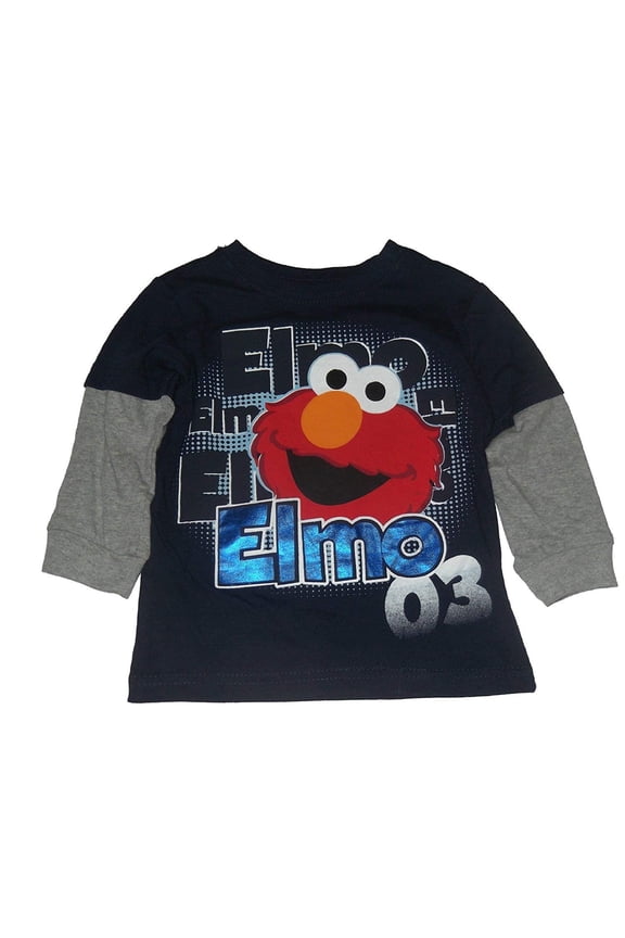 Elmo Toddler Boys Shirt Screenprint Navy Tee 4T