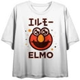 thumbnail image 1 of Elmo With Kanji Letters Juniors White Crop T-shirt-2XL, 1 of 4