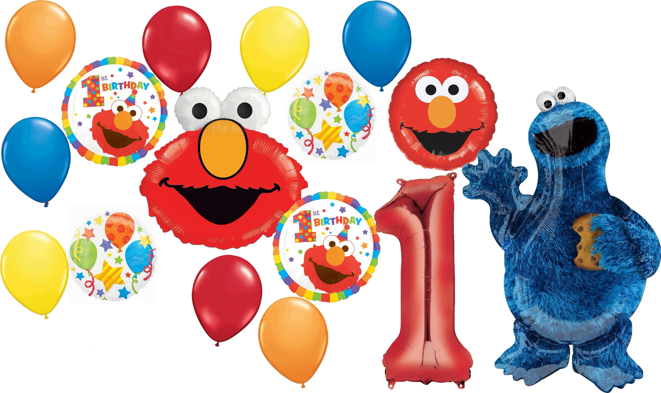 Elmo and Cookie Monster 1st Birthday Party Supplies Balloon Bouquet Decorations