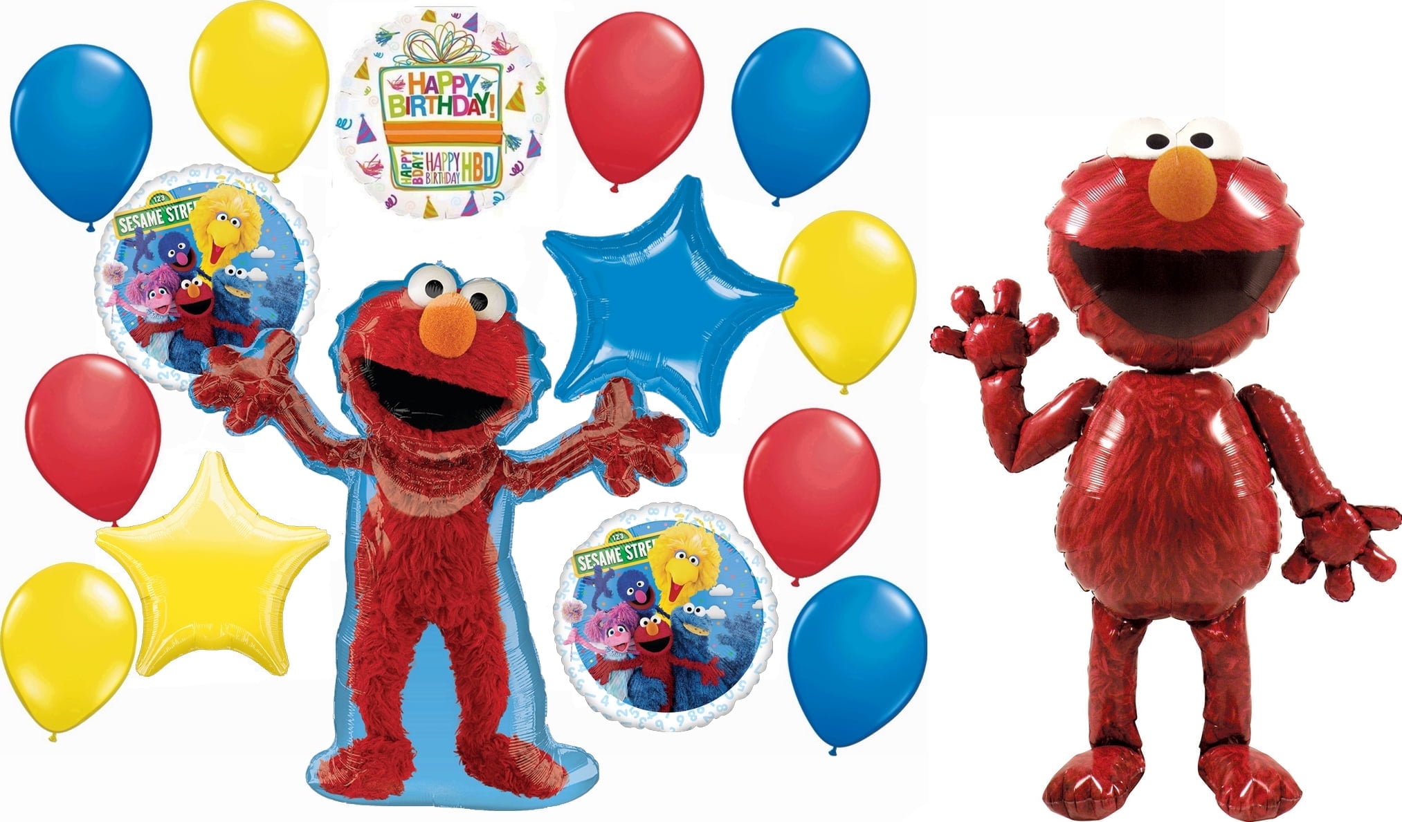 Elmo and Friends Birthday Party Supplies Balloon Bouquet Decorations with Giant Airwalker Balloon