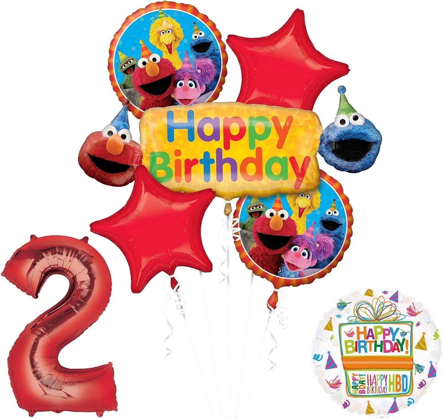 MAYFLOWER PRODUCTS Elmo and Friends Sesame Street 2nd Birthday Party Supplies Balloon Decorations