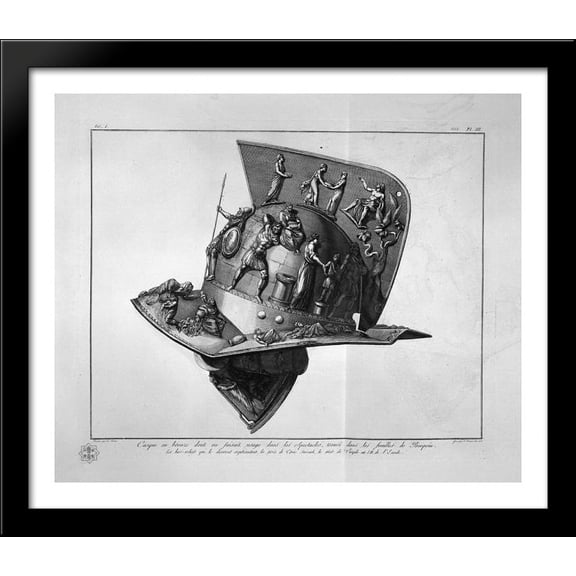 Elmo and the bronze gladiator 32x28 Large Black Wood Framed Print Art by Giovanni Battista Piranesi