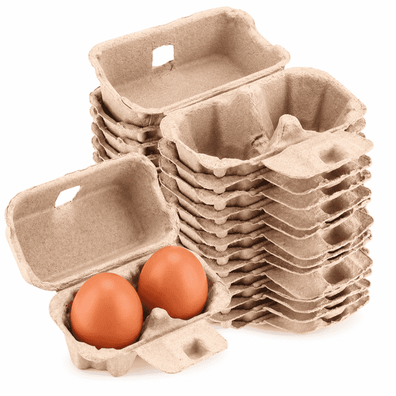 Elmory 30-Pack Egg Cartons Bulk Empty, 2-Cell Kraft Eggs Box for Chicken & Quail, Vintage Style Egg Holders, Sturdy Empty Egg Cartons for Farm & Home