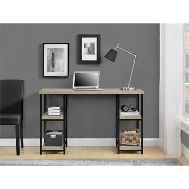 Ameriwood Home Alsberry Double Pedestal Computer Desk, Distressed Gray Oak