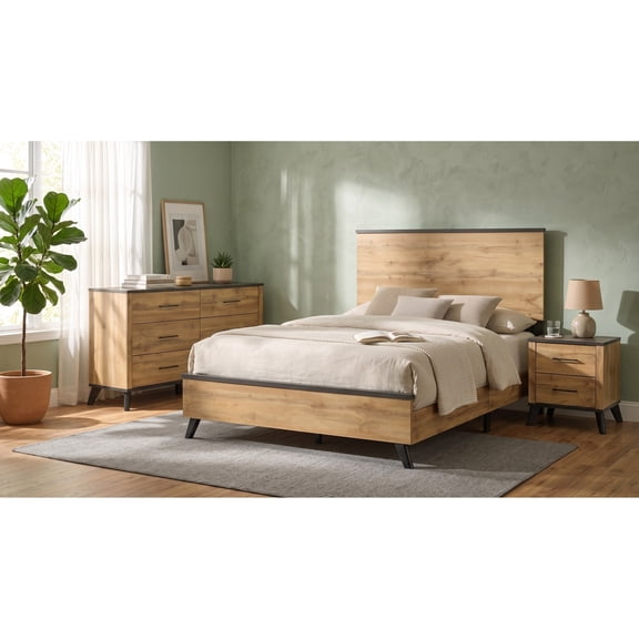 Elmwood Weathered Brown / Natural Pine Queen 3-Piece Bedroom Set